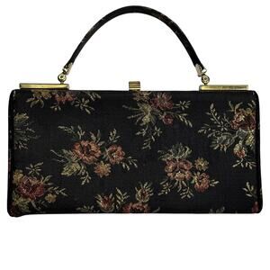 1950s Vintage Goubaud de Paris Floral Tapestry Handbag Fifth Ave New York